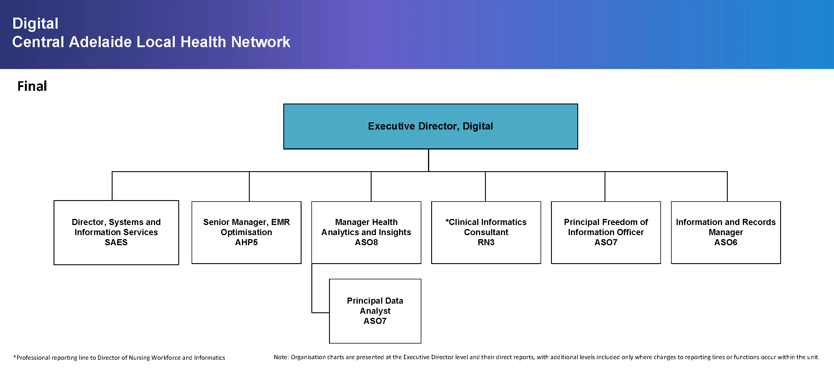 Organisation Chart for Digital in CALHN