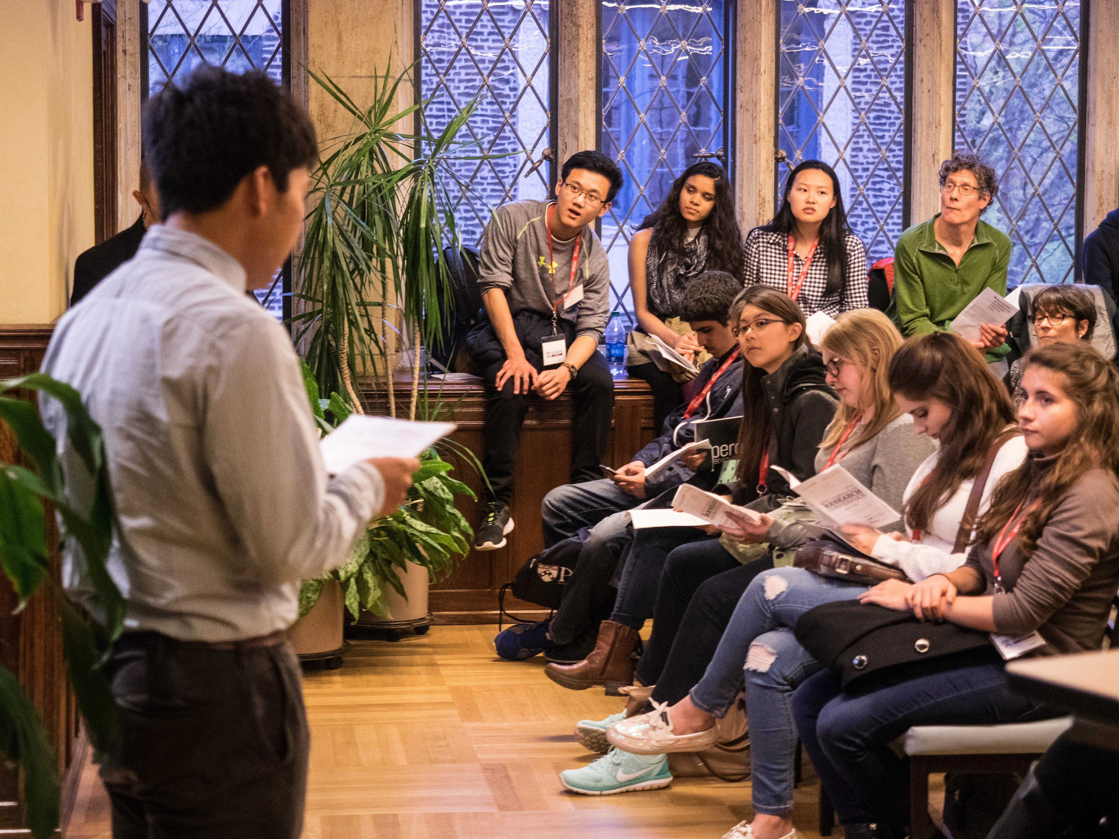 students gathered in conversation at an event
